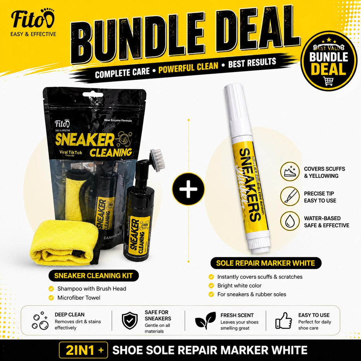 Fitoo Sneaker Cleaning Kit Set 2-IN-1, 3-IN-1 & Combo