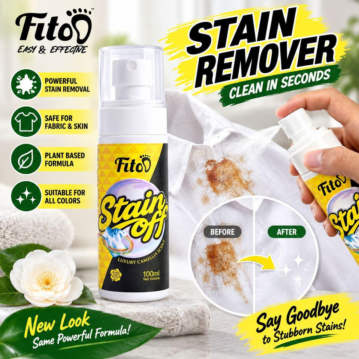 Fitoo Stain Off (100ml) Fabric Cleaner Coffee Sweat Blood Urine Stain Kesan Peluh