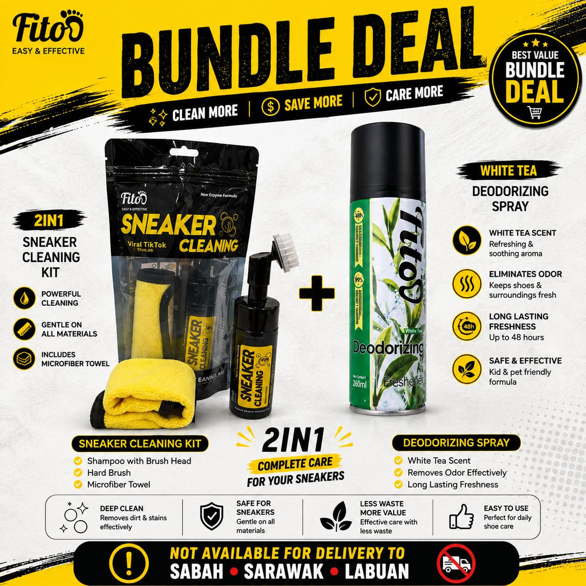 Fitoo Sneaker Cleaning Kit Set 2-IN-1, 3-IN-1 & Combo