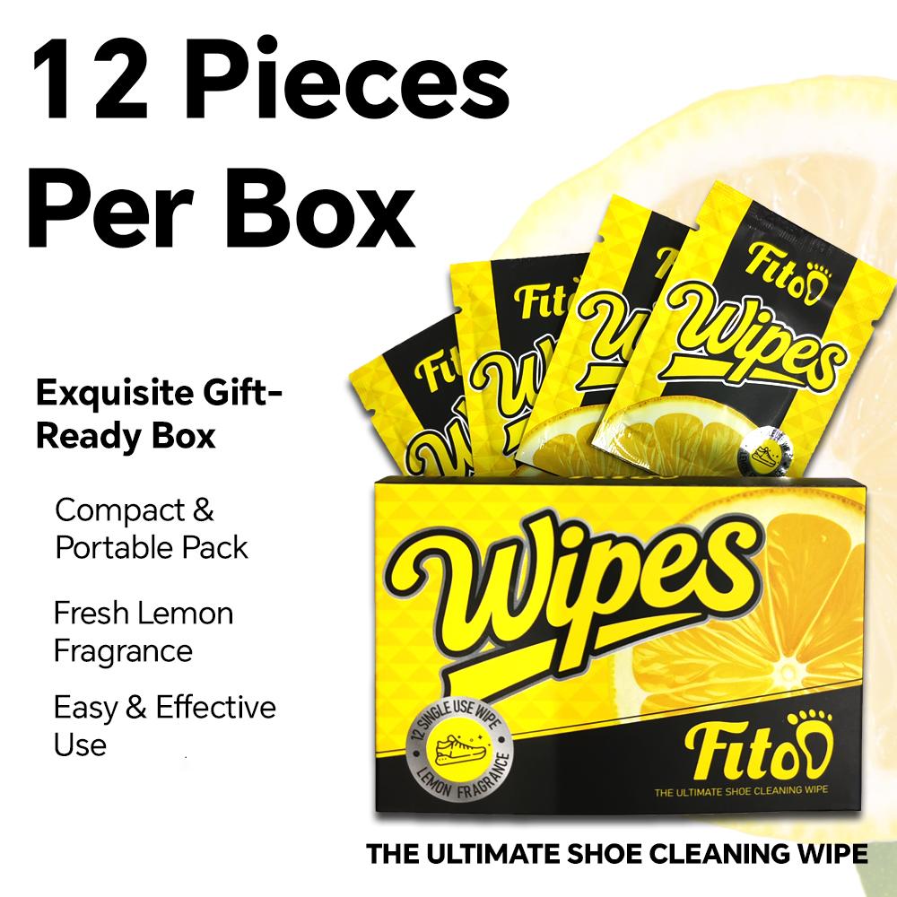 Fitoo Shoe Wipes Wet Tissue for Cleaning Sneakers Shoes - Dirt Stains (12 Wipes/Box)