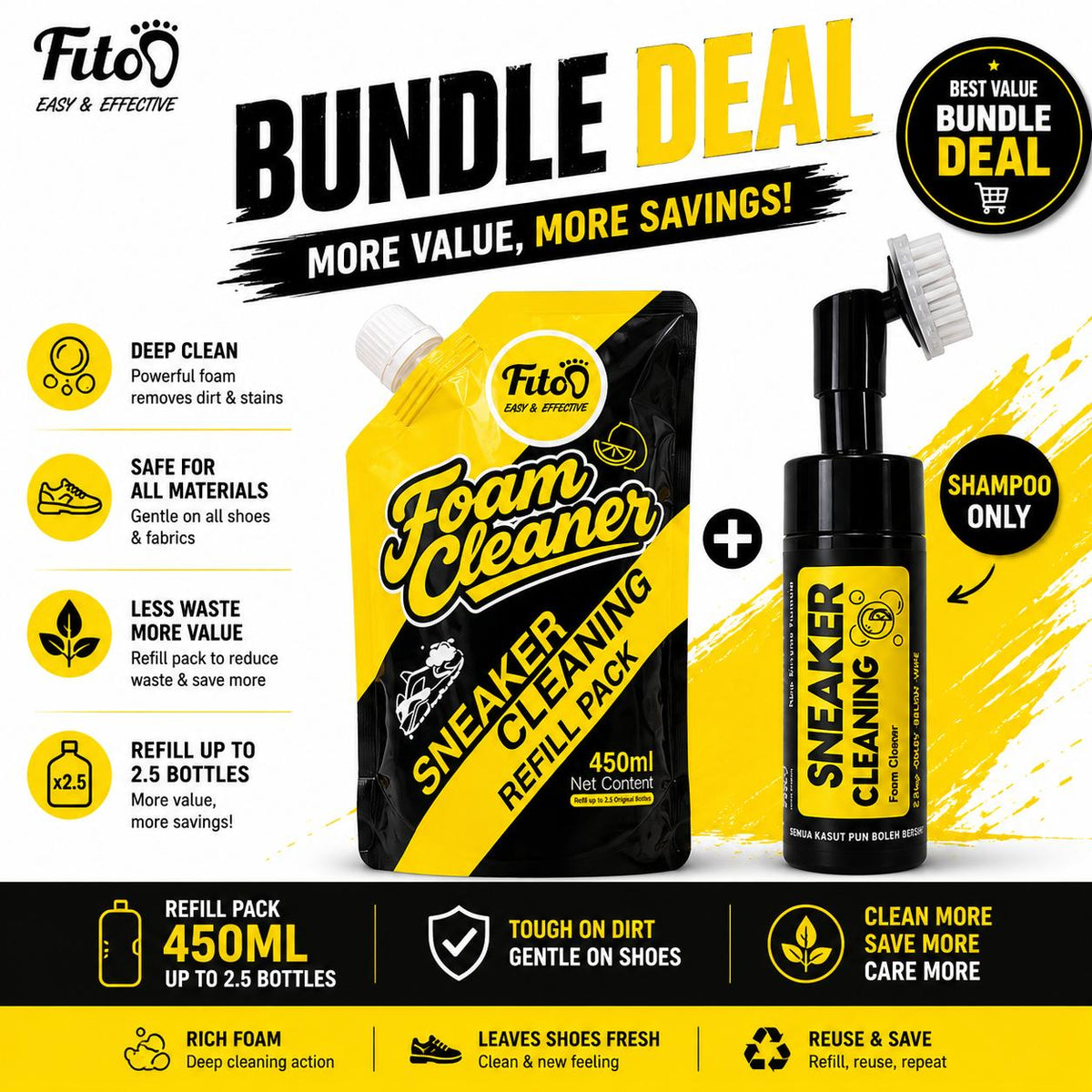Fitoo Sneaker Shoe Cleaning Shampoo (Shampoo Only)