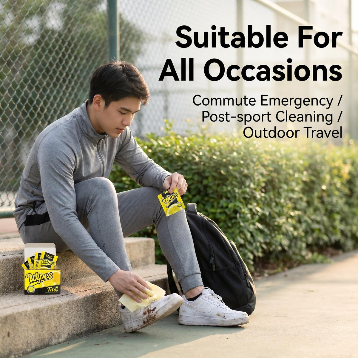 Fitoo Shoe Wipes Wet Tissue for Cleaning Sneakers Shoes - Dirt Stains (12 Wipes/Box)