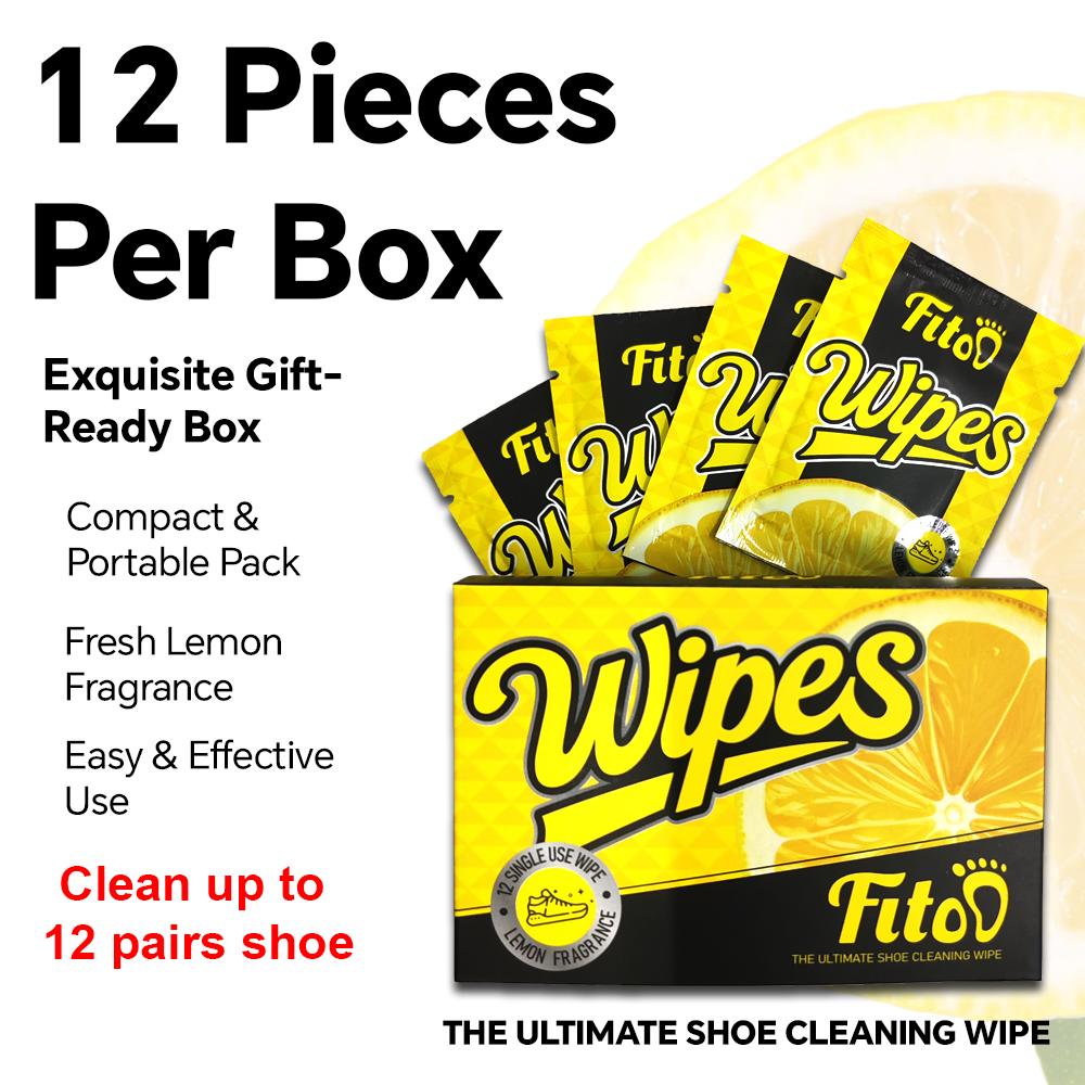 Fitoo Shoe Wipes Wet Tissue for Cleaning Sneakers Shoes - Dirt Stains (12 Wipes/Box)