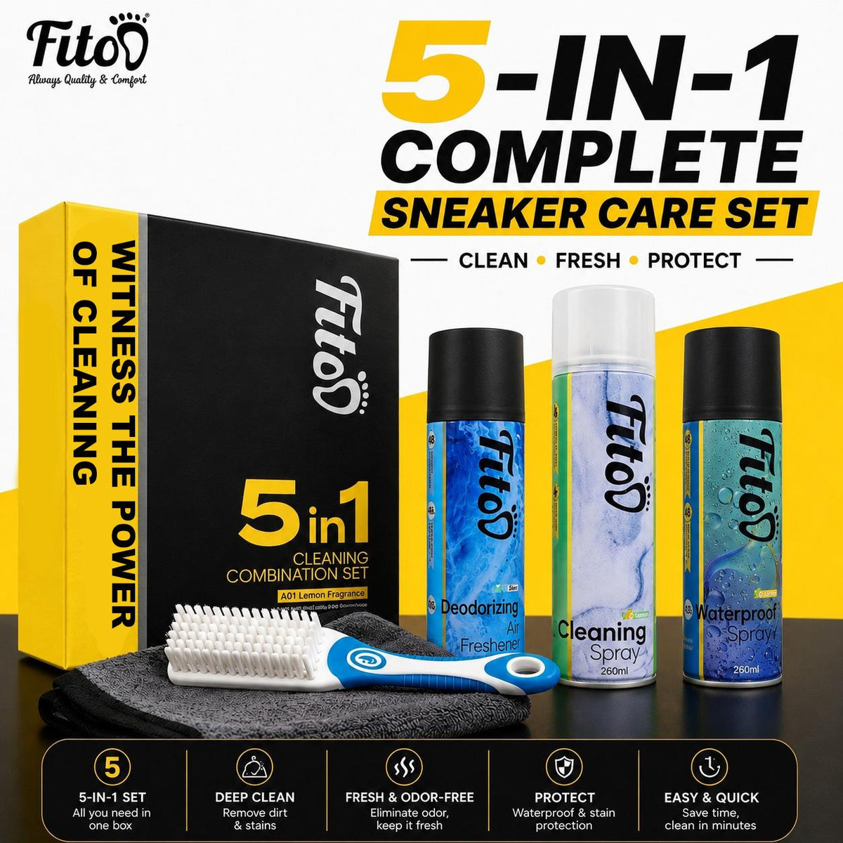 Fitoo 5-in-1 Shoe Cleaning Kit | Superb Clean