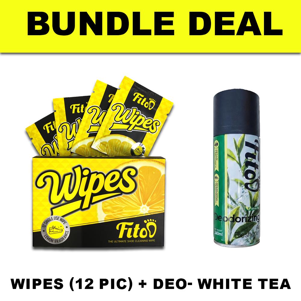 Fitoo Shoe Wipes Wet Tissue for Cleaning Sneakers Shoes - Dirt Stains (12 Wipes/Box)